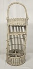 Vintage 1960s French Wicker Wine Bottle Basket Tall Rattan Caddy W/ Handles 33" — photo 1
