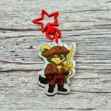 Red Mage Job Class FF Inspired Dog Acrylic Holographic Keychain