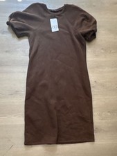 NWT Chocolate Brown Zara Short Sleeve Midi Dress