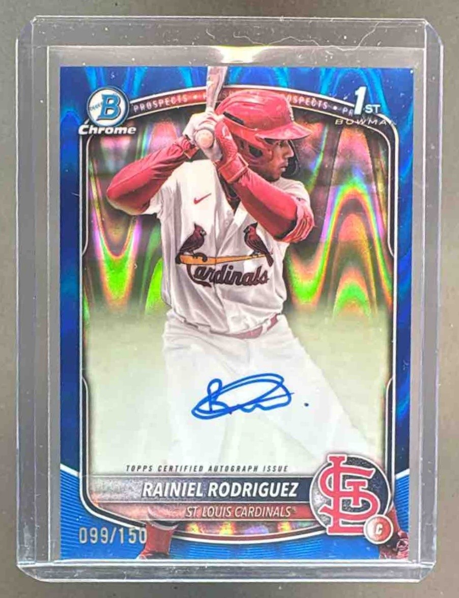 Rainiel Rodriguez 2025 Bowman Chrome Blue RayWave Refractor Auto 1st RC /150