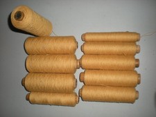 10 bobines de fil coton jaune filature mercerie usine déco support bois