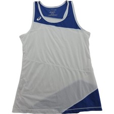 ASICS MotionDry Women's White Blue Racerback Running Athletic Tank Top Size Sm