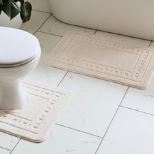 Catherine Lansfield Armoni Bath Mat and Pedestal Set Cream