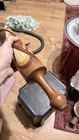 Handmade Decorative Wood Rolling Pin w/ Handles, Brown/Beige Geometric Pattern — photo 4