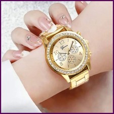 2025 Women's Diamond Rose Gold Watch Luxury Casual Stainless Steel Quartz Wristw