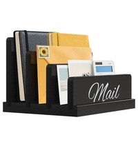 Wooden Desk Mail Organizer with Dividers, 3-Slot Vertical Letter Sorter