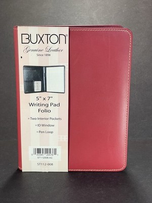 BUXTON Red Genuine Leather Writing Pad Folio 5  x 7 