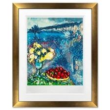 Marc Chagall (1887-1985), "Fruits Et Fleurs Devant La Mer" Framed Limited Editio