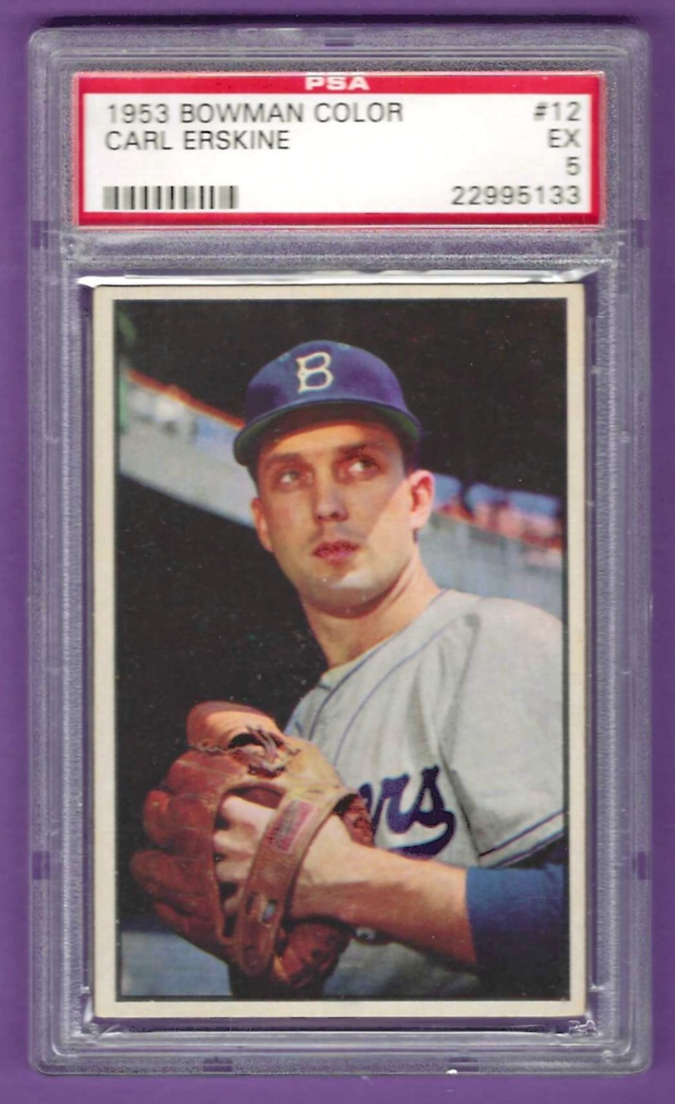 1953 Bowman #12 - Carl Erskine - Brooklyn Dodgers - PSA   EX  5