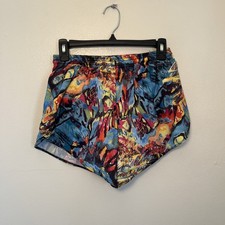 DISCIPLINES Vintage 80s Funky Abstract Eclectic Mini Hot Shorts, Multicolor- Med