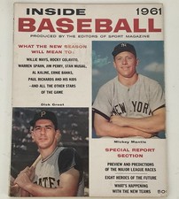 1961 Inside Baseball Magazine Mickey Mantle Dick Groat, intact Good condition
