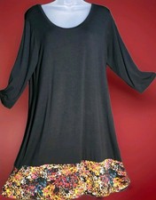 The Pioneer Woman - Black W/Floral Border - Large - 3/4 Sleeve - A-Line Dress