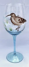 Pier 1 - SANDPIPER - WINE GLASS - Handpainted