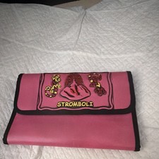 Pink Black Graphic Embroidered Women's Wallet Organizer with Decorative Accents