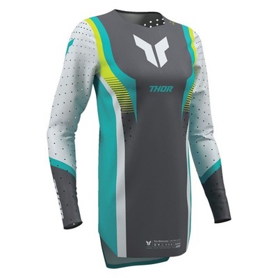 Thor 2026 Damen Sportmode Velocity MX Trikot Hellgrau Blau Aqua
