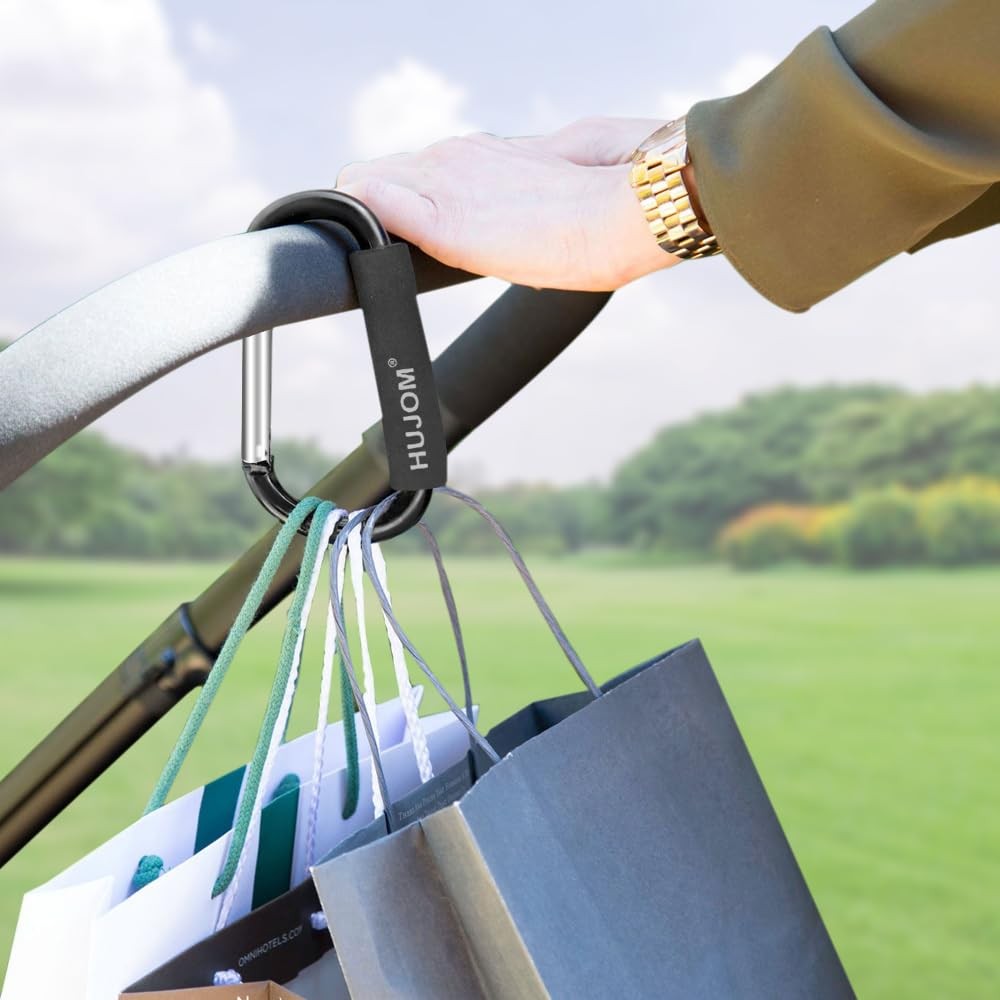 Stroller Hooks 2 Pcs Large Carabiner Clips for Hanging Diaper Bags, Purse