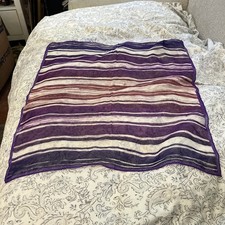 NWT Anne Klein 100 Silk Scarf Square 20  x 20" Purple White Striped