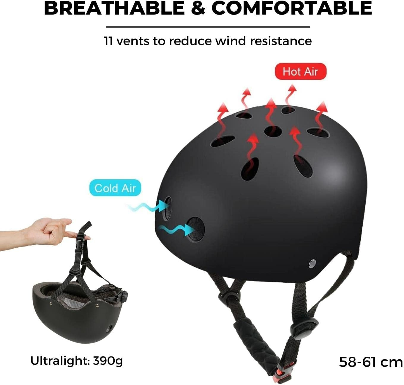 Casco Da Bici O Monopattino Elettrico per Scooter, Skate. Casco Sportivo Unisex foto 3