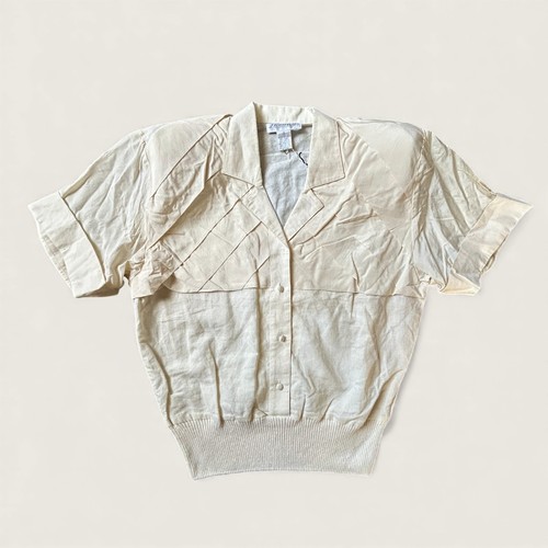 Vintage 80s Side Effects Silk NWT Short Sleeve Blouse Women’s Size 8 White Cream - Image 1