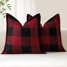 Sungeek Buffalo Check Plaid Cushion Covers 60 x 60 Set of 2 Linen Christmas Tar