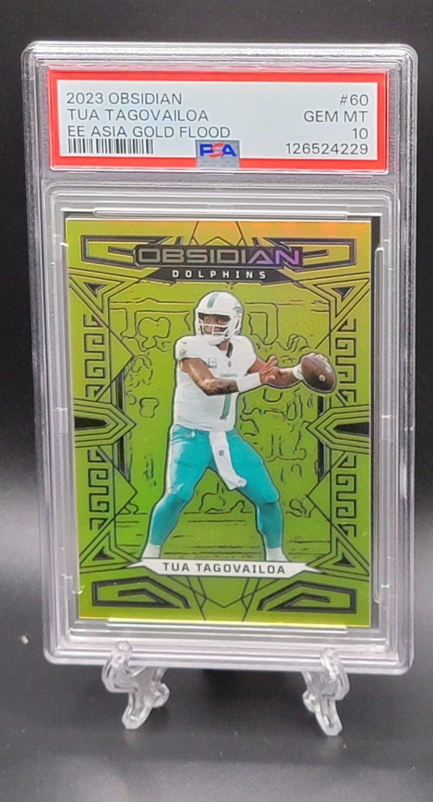 2023 Obsidian Tua Tagovailoa Orbital- EE Asia Gold 7/10 PSA 10