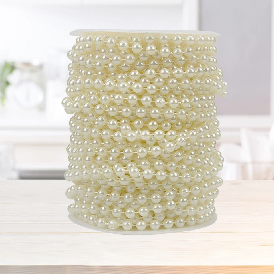  Un rollo de 25 metros ABS perlas artificiales adornos de cadena para boda hágalo usted mismo Foto 2 de 4