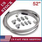 SS Braided Transmission Cooler Hose lines Fittings TH350 700R4 TH400 52" Length