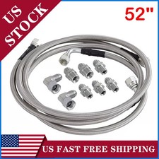 SS Braided Transmission Cooler Hose lines Fittings TH350 700R4 TH400 52" Length