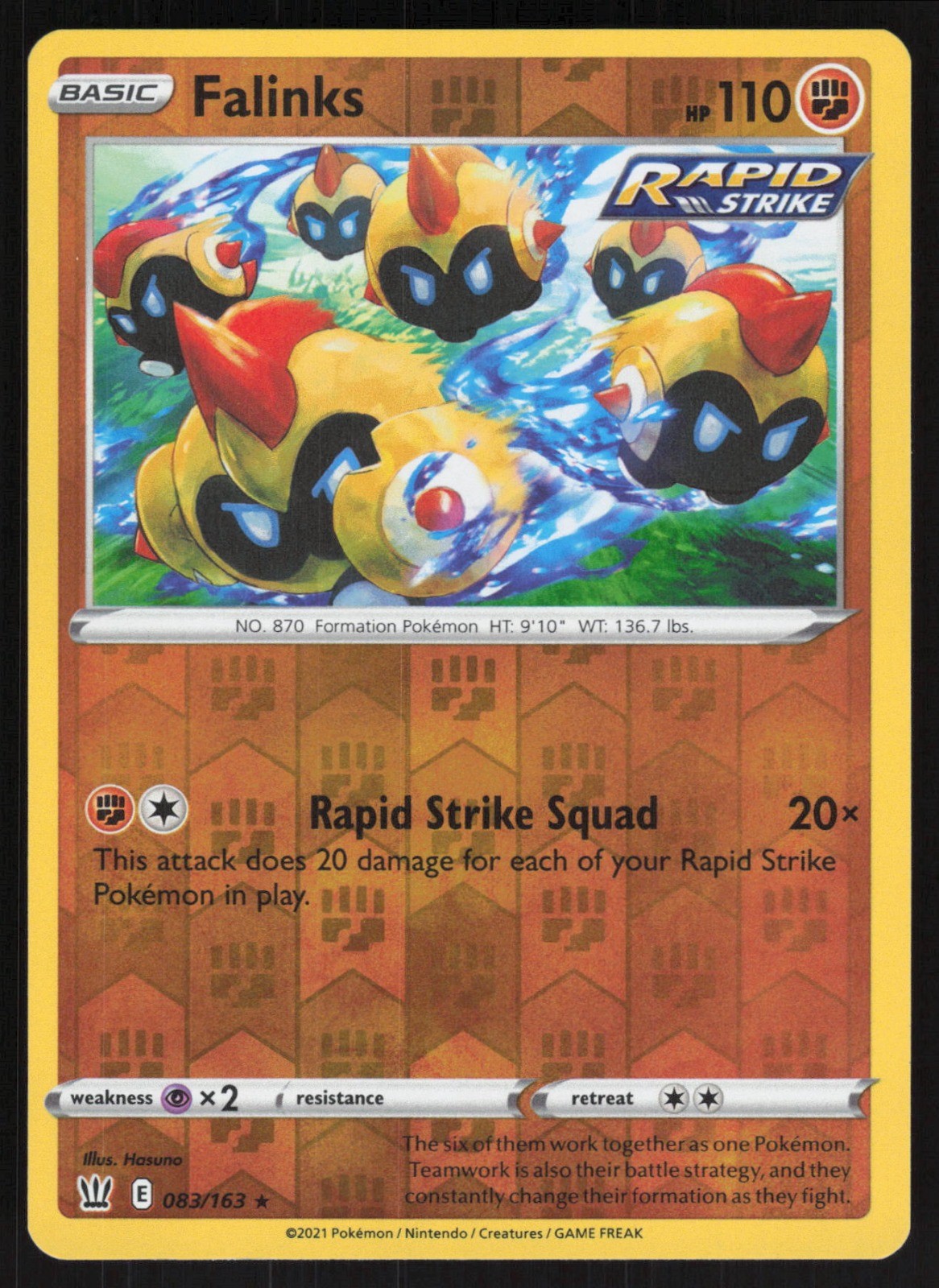 Falinks Reverse Holo 083/163 NM SWSH05: Battle Styles Pokemon Card