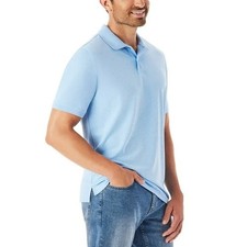 Member's Mark Men's Stretch Pique Short Sleeve Polo Blue L Basics Office Dad