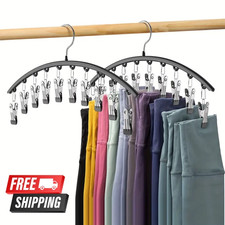 Hangers with Clips Space Saving Pants Closet Organizer Hanging Legging for Home
