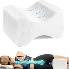"Memory Foam Leg Pillow for Side Sleepers – Knee Support Pillow with Adjustable"