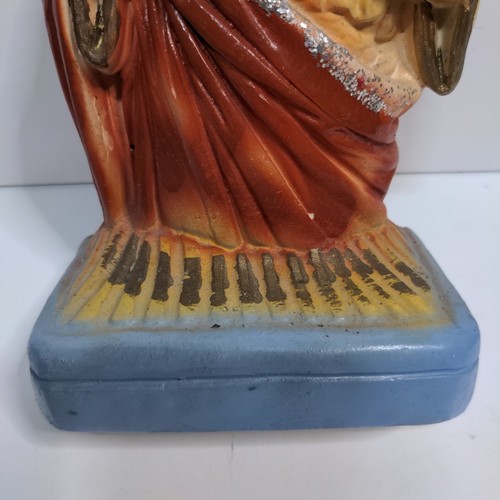Vintage Chalkware Sacred Heart Of Jesus Christ 10" Tall Catholic Religious - Picture 4 of 11