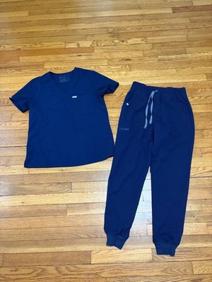 FIGS Technical Collection Womens Scrubs Sz Small Navy Blue Shirt & Pants Set