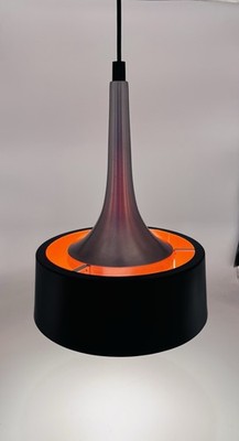 Danish Mid-Century  Halo  Pendant   Trompetenhals, Black/Orange Glow, 1960s