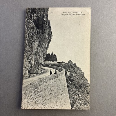 Road to Ventimiglia as seen from the Bridge Saint-Louis France vintage POSTCARD