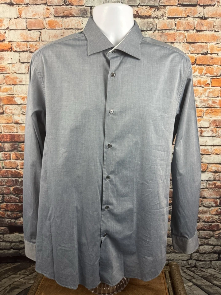 Camisa de vestir Pal Zileri de algodón manga larga con cuello abotonado 43-17 periwinkle Foto 4 de 4