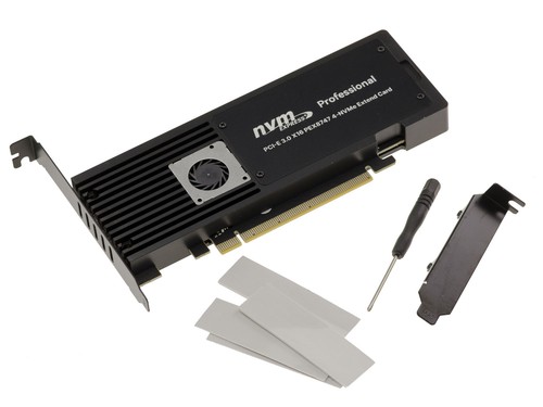 Carte PCIe 3.0 x16 pour 4 SSD M.2 NVMe CHIPSET PLX PEX8747 - Coffrage Aluminium - Afbeelding 2 van 3