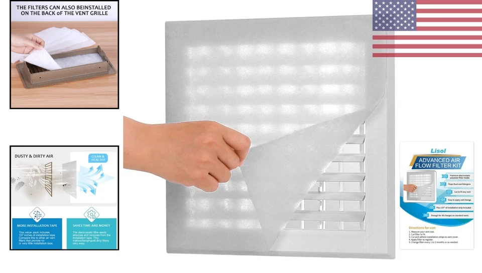 36+ Filtros electrostáticos de ventilación de aire - 98"" x 18"" con cinta para una fácil instalación Foto 2 de 4