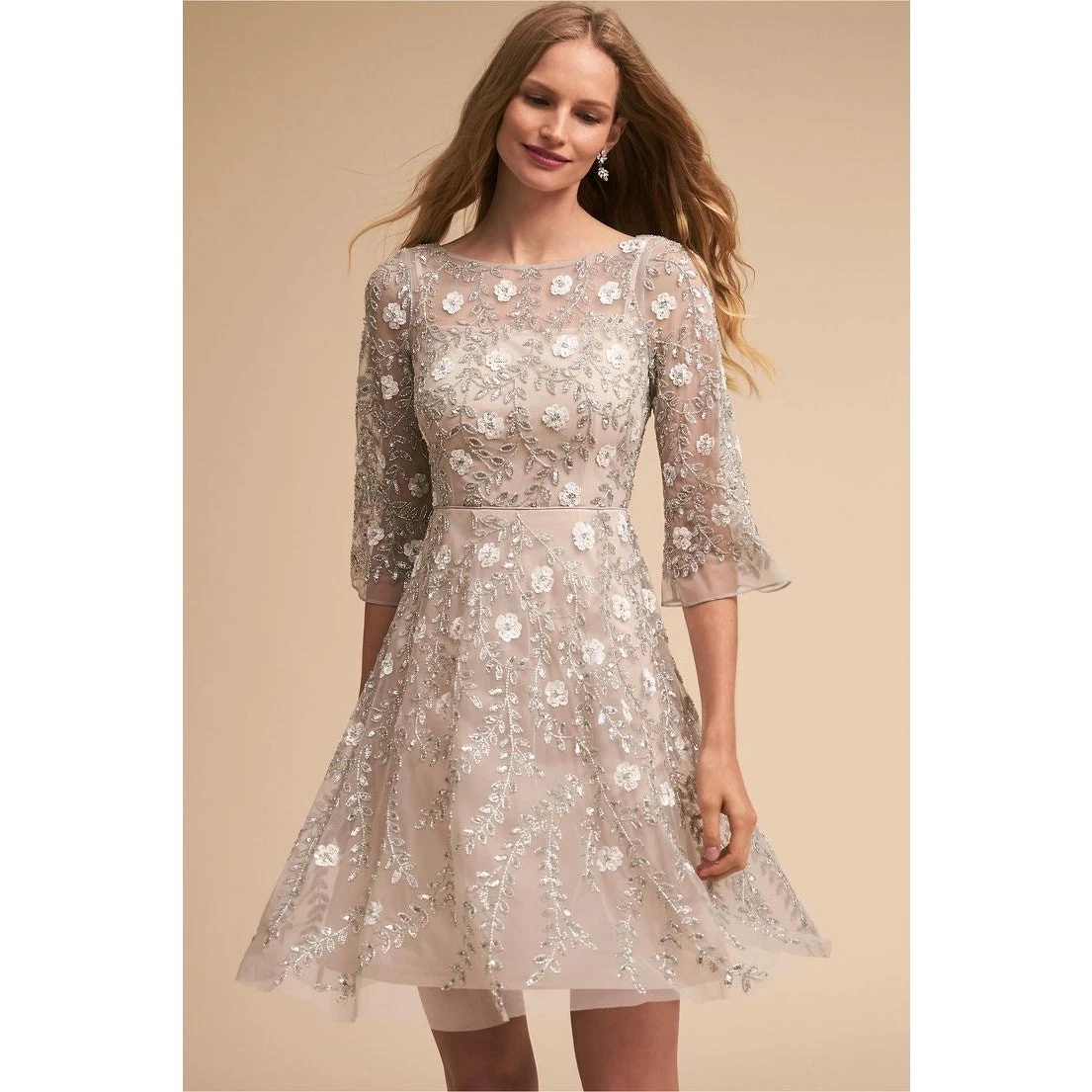 aidan mattox floral lace trim mesh cocktail dress Floral Lace Trim Mesh Cocktail Dress (Women)