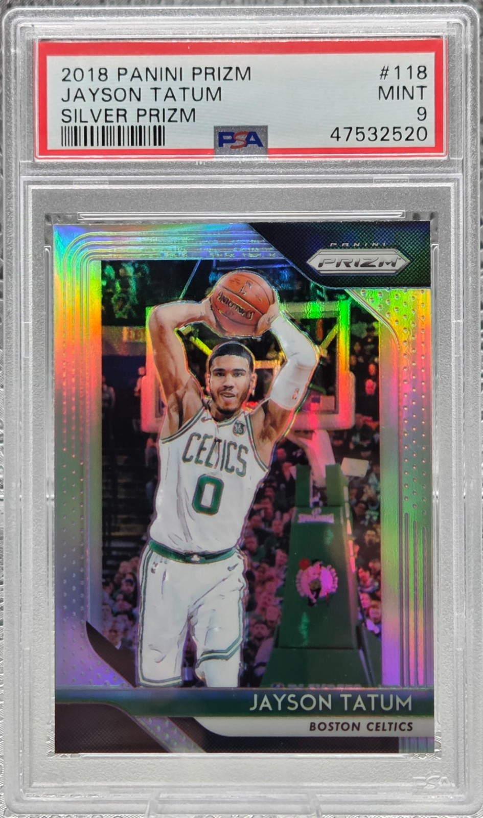 2018 Prizm SILVER REFRACTOR ~ JAYSON TATUM Basketball Card PSA 9 MINT