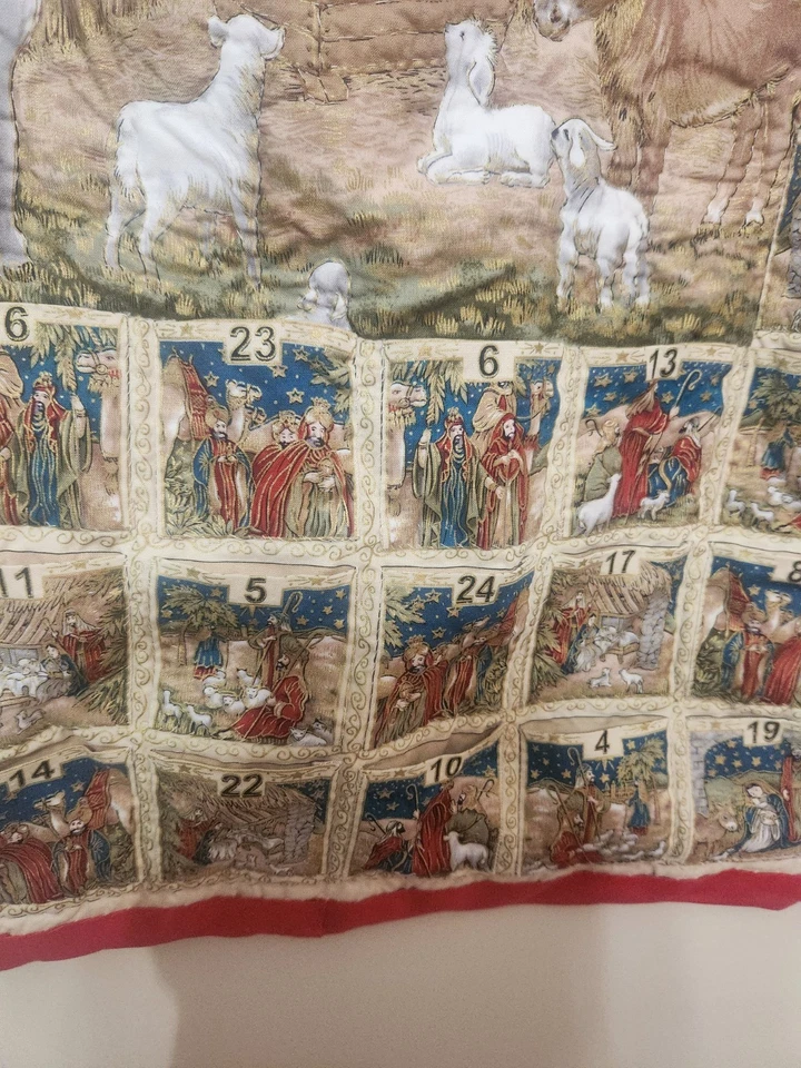 Christmas Advent Quilt Calendar Nativity Scene Handmade Multicolor Wall Decor - Image 3 of 4