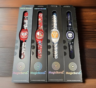 Disney Magic Band+ Lot Of 4 Red Train, Mickey Heart, Black Panther, Ahsoka Tano