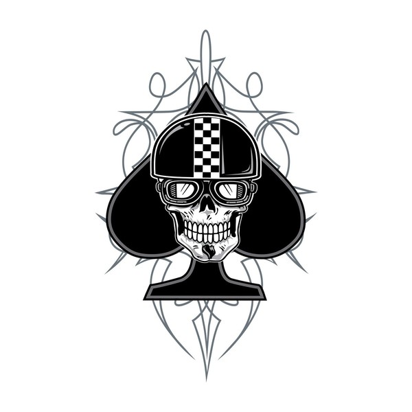 Aufkleber Helm Pik Biker Totenkopf Pinstripe 10,5 X 6,5 Cm Spade Skull Sticker-image