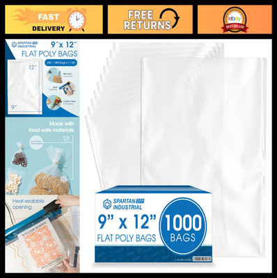 9'' x 12'' Clear Poly Bags (1000 Count) - 1.1 Mil Open-End Plastic for Shipping, S