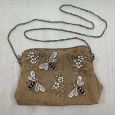 Mary Frances Beaded 'Bee Kind' Clutch Crossbody Purse Floral Honey Bees