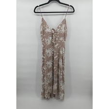 ASTR The Label Mauve Brown Floral Embroidered Tie Front Midi Dress Small