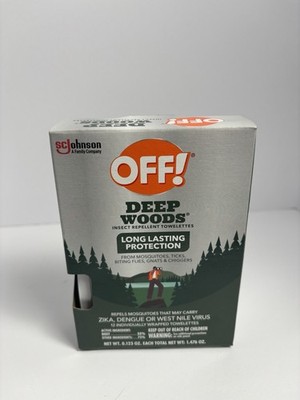 OFF! Deep Woods Mosquito and Insect Repellent Wipes, Long lasting, 12
