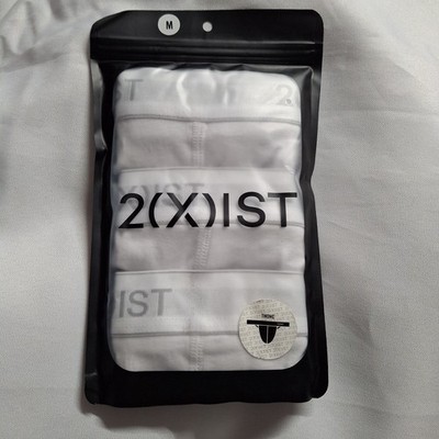 2xist Cotton Y Back Thongs Underwear 3 Pack White Mens Size Medium 