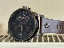 Image of diesel dz7314 mr.daddy quad zone blue dial brown leather chronograph men's watch